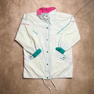 Vintage 80s New York Girl Oversized Windbreaker Jacket Streetwear Retro Sporty